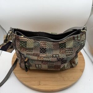 Vintage SAS Purse Shoulder Bag Multicolor Patchwork‎ Tapestry Jacquard NWT